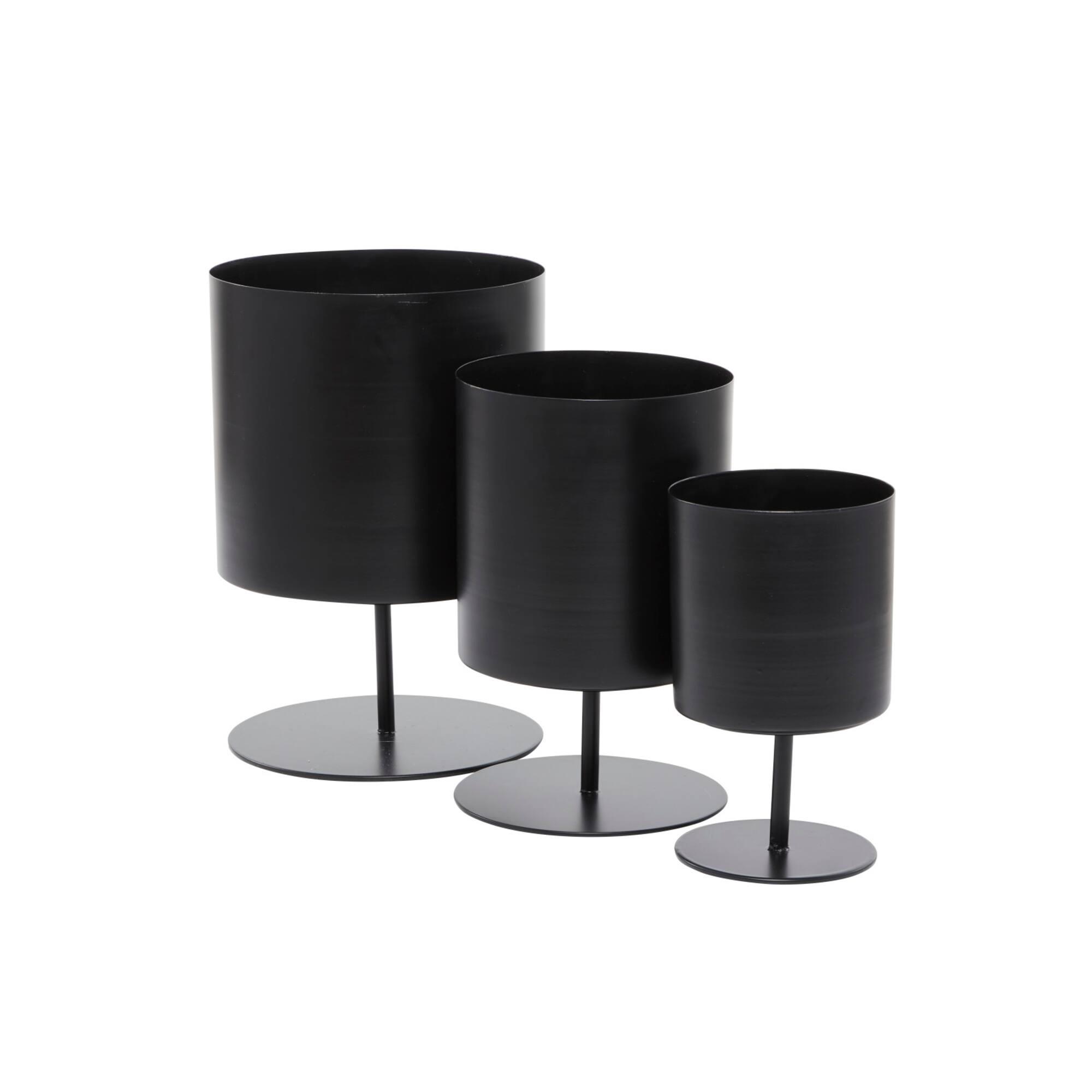 Black Modern Planter, Set of 3" 14", 12", 10"
